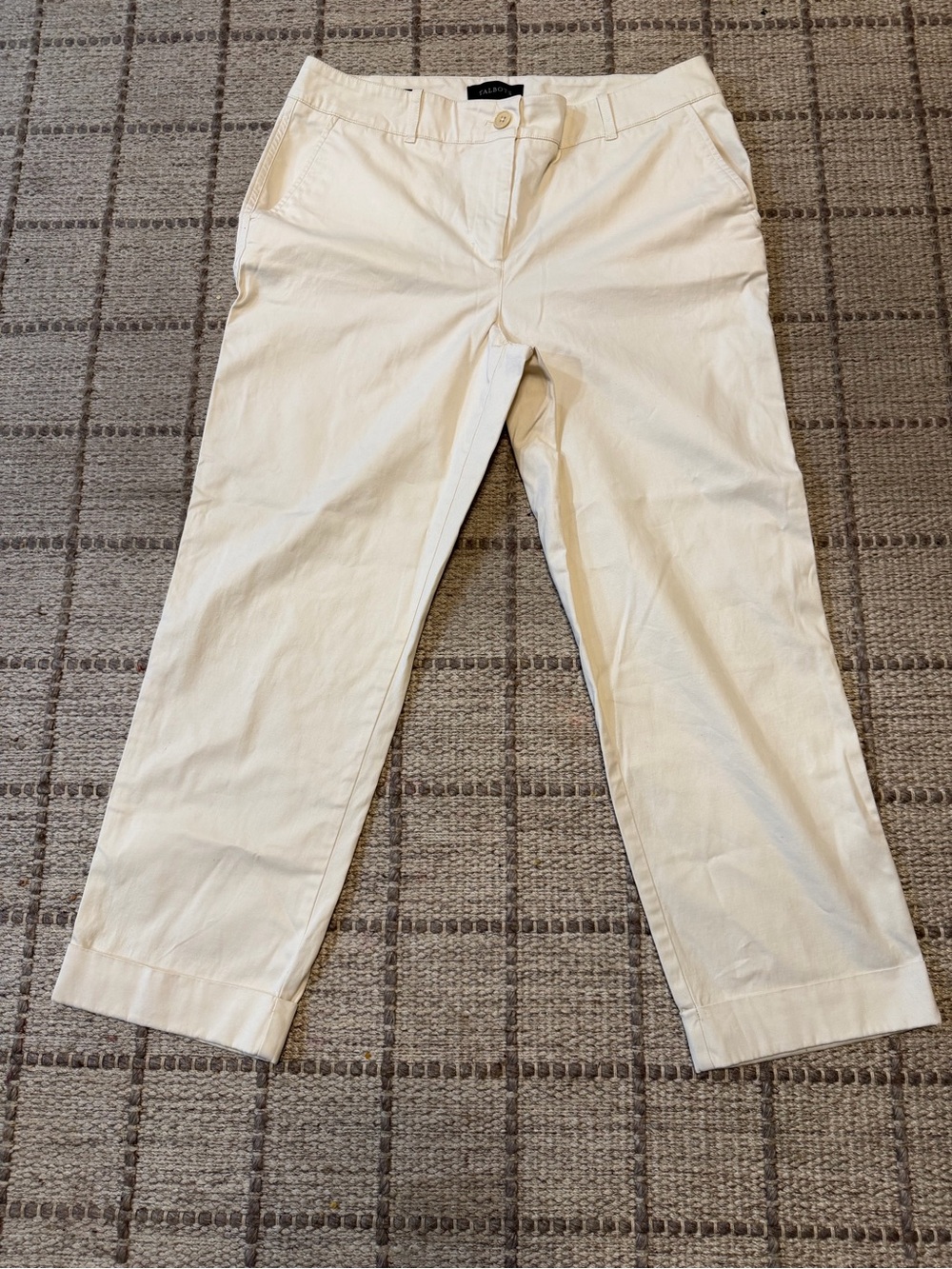 Talbots Cream High-Rise Cotton Trousers
